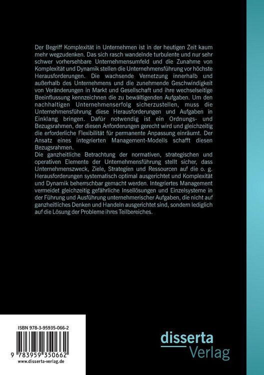 Produktbild: Integriertes Management als Erfolgsfaktor f&uuml;r die Unternehmensf&uuml;hrung: Komplexit&auml;t und Dynamik