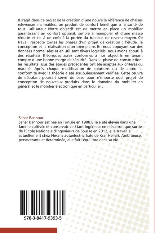 Produktbild: Etude, conception et r&eacute;alisation d'une chaise releveuse inclinable