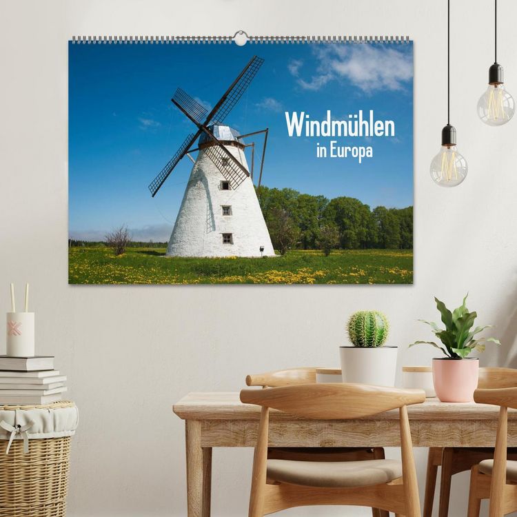 Produktbild: Windm&uuml;hlen in Europa (Wandkalender 2026 DIN A2 quer), CALVENDO Monatskalender