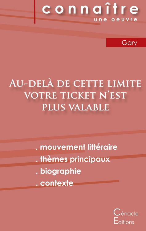 Produktbild: Fiche de lecture Au-del&agrave; de cette limite votre ticket n'est plus valable (Analyse litt&eacute;raire de r&eacute;f&eacute;rence et r&eacute;sum&eacute; complet)
