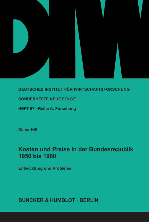 Produktbild: Kosten und Preise in der Bundesrepublik 1950 bis 1960.