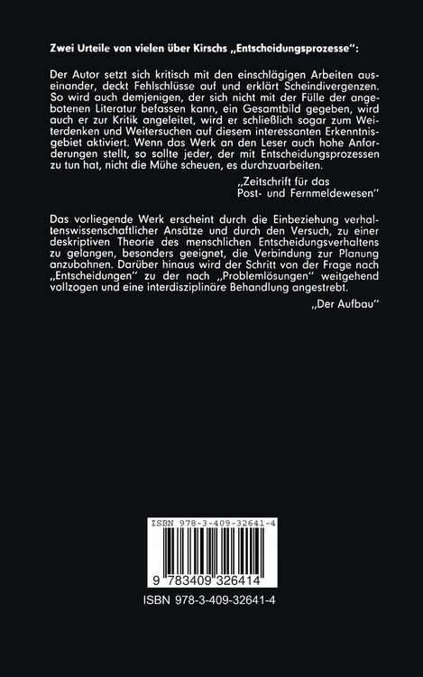 Produktbild: Einf&uuml;hrung in die Theorie der Entscheidungsprozesse