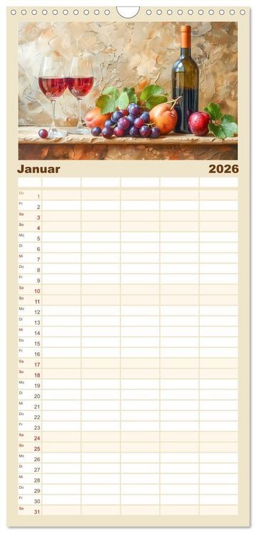 Produktbild: Familienplaner 2026 - Der Weingenie&szlig;er mit 5 Spalten (Wandkalender, 21 x 45 cm) CALVENDO