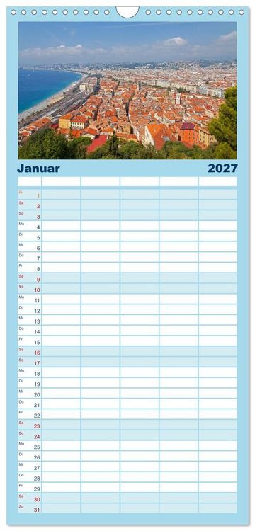Produktbild: Familienplaner 2027 - C&ocirc;te d&rsquo;Azur - Sehnsuchtsort am Mittelmeer mit 5 Spalten (Wandkalender, 21 x 45 cm) CALVENDO