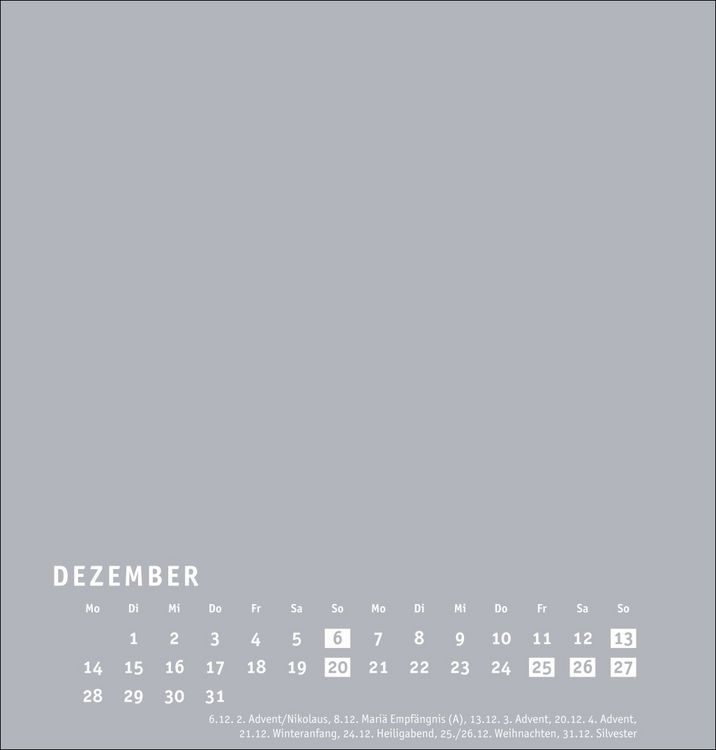 Produktbild: Premium-Bastelkalender silbergrau mittel 2026