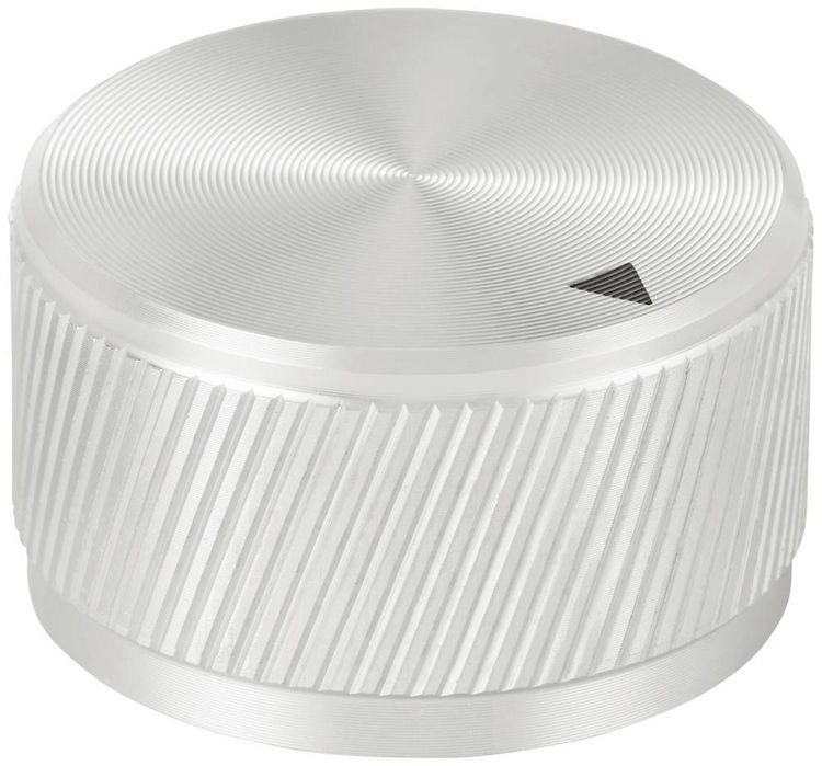 Produktbild: TRU COMPONENTS TC-11613820 Drehknopf mit Knopfmarkierung Silber (&Oslash; x H) 30 mm x 17 mm Aluminium 1 St.
