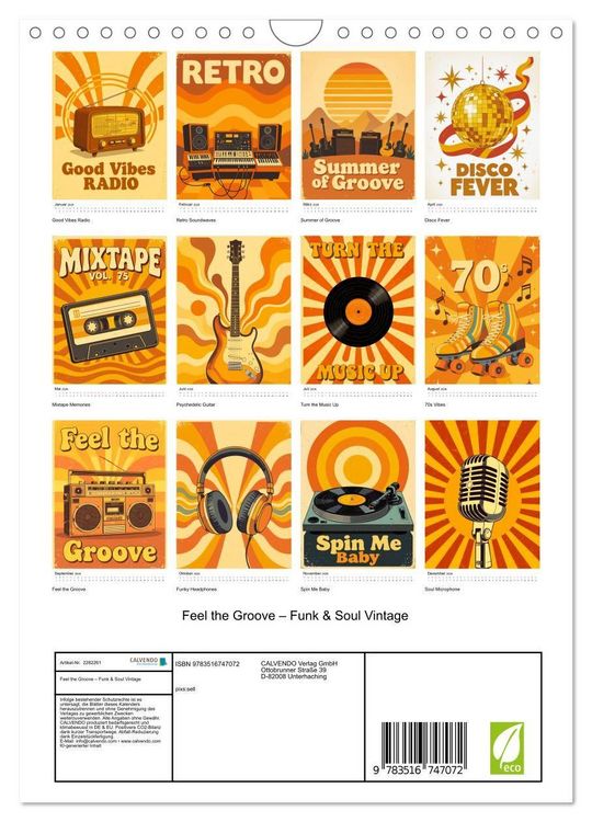 Produktbild: Feel the Groove &ndash; Funk & Soul Vintage (Wandkalender 2026 DIN A4 hoch), CALVENDO Monatskalender