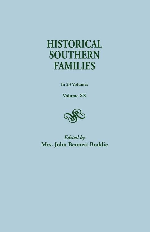 Produktbild: Historical Southern Families. in 23 Volumes. Volume XX