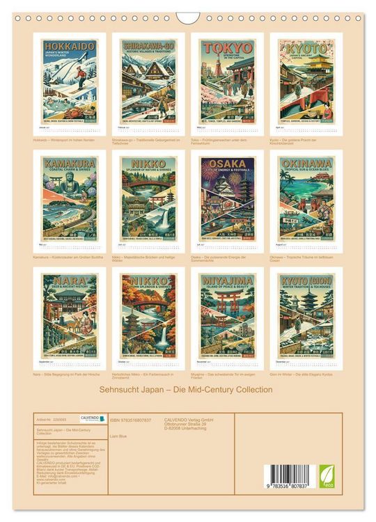 Produktbild: Sehnsucht Japan &ndash; Die Mid-Century Collection (Wandkalender 2027 DIN A3 hoch), CALVENDO Monatskalender