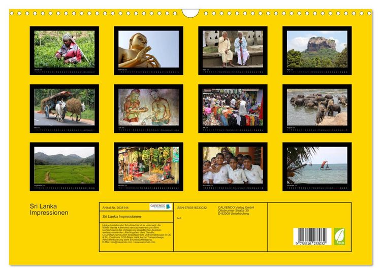 Produktbild: Sri Lanka Impressionen (Wandkalender 2026 DIN A3 quer), CALVENDO Monatskalender