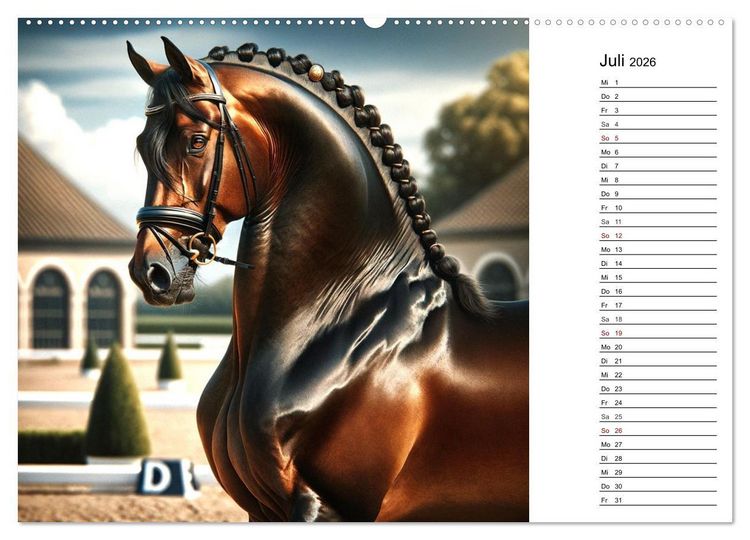 Produktbild: Pferde - die Sch&ouml;nheit edler Pferderassen (Wandkalender 2026 DIN A2 quer), CALVENDO Monatskalender