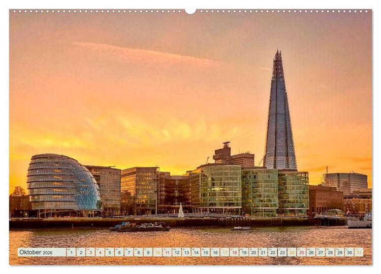 Produktbild: B&uuml;hne frei f&uuml;r London und die Themse (hochwertiger Premium Wandkalender 2026 DIN A2 quer), Kunstdruck in Hochglanz