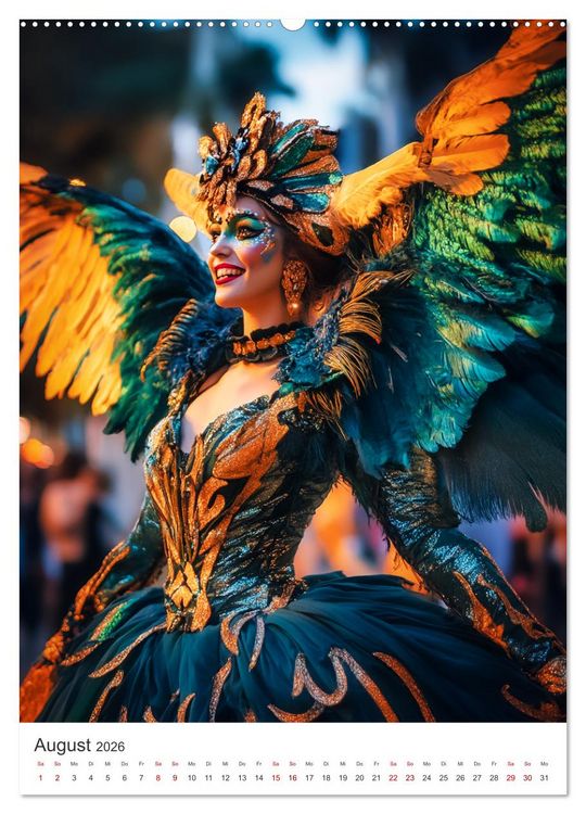Produktbild: Tanzende Farben - Rio de Janeiro im Takt des Karnevals (hochwertiger Premium Wandkalender 2026 DIN A2 hoch), Kunstdruck in Hochglanz