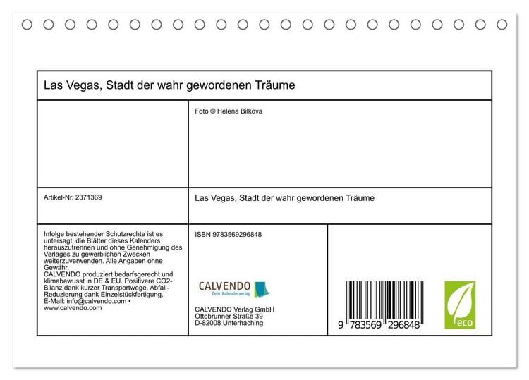 Produktbild: Las Vegas, Stadt der wahr gewordenen Tr&auml;ume (Tischkalender 2027 DIN A5 quer), CALVENDO Monatskalender