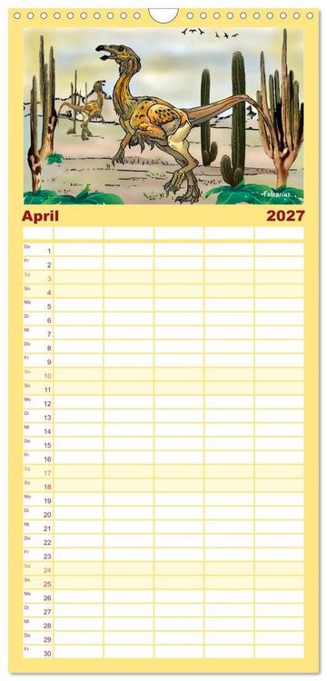 Produktbild: Familienplaner 2027 - Die Welt der Dinos mit 5 Spalten (Wandkalender, 21 x 45 cm) CALVENDO