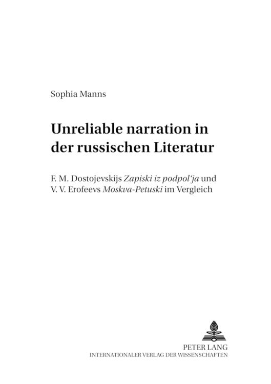 Produktbild: &laquo;Unreliable narration&raquo; in der russischen Literatur