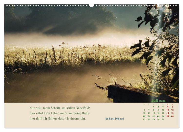 Produktbild: Nebelfarben. Ein poetischer Spaziergang (hochwertiger Premium Wandkalender 2026 DIN A2 quer), Kunstdruck in Hochglanz