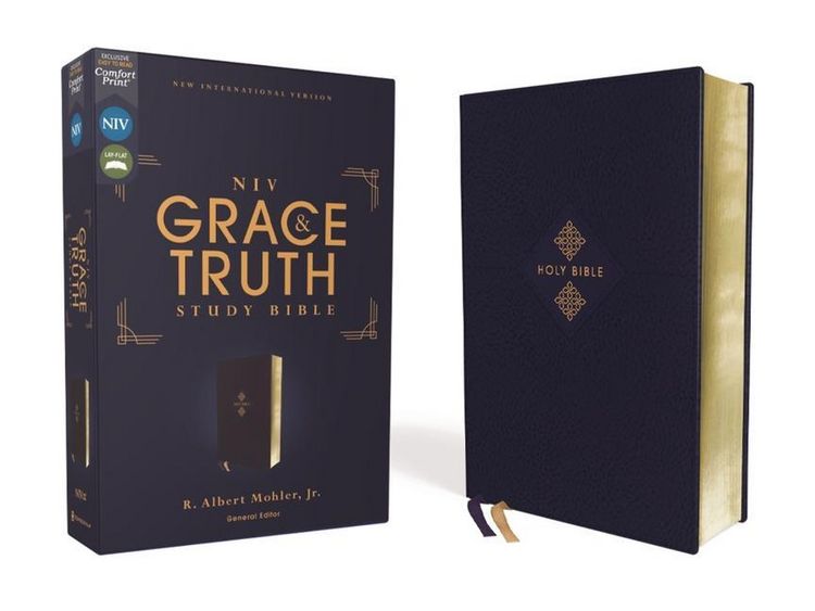 Produktbild: Niv, the Grace and Truth Study Bible (Trustworthy and Practical Insights), Leathersoft, Navy, Red Letter, Comfort Print