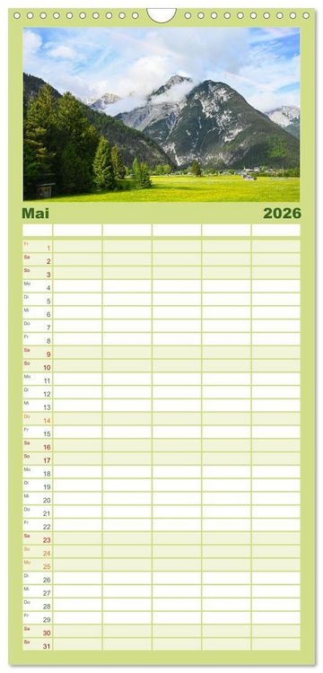 Produktbild: Familienplaner 2026 - Alpenwelten-Zwischen Wetterstein und Karwendel mit 5 Spalten (Wandkalender, 21 x 45 cm) CALVENDO