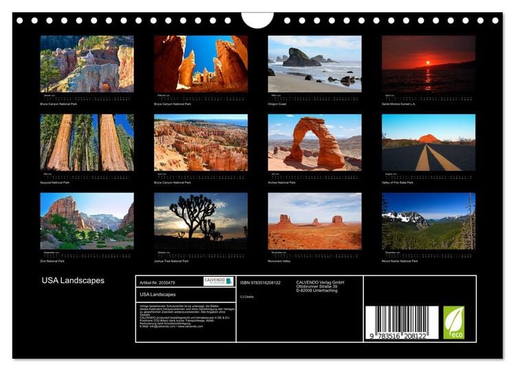 Produktbild: USA Landscapes (Wandkalender 2026 DIN A4 quer), CALVENDO Monatskalender