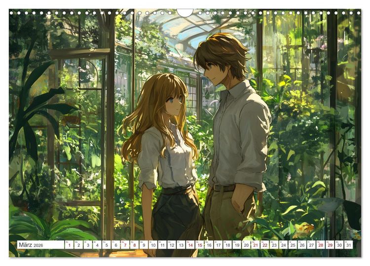 Produktbild: Das Jahr der Liebe: Verliebte P&auml;rchen im Manga-Stil (Wandkalender 2026 DIN A3 quer), CALVENDO Monatskalender