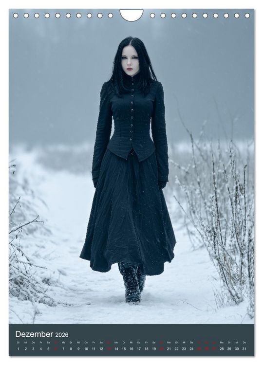 Produktbild: Gothic Girls - d&uuml;stere Frauen in schwarzer Gothic-Kleidung (Wandkalender 2026 DIN A4 hoch), CALVENDO Monatskalender