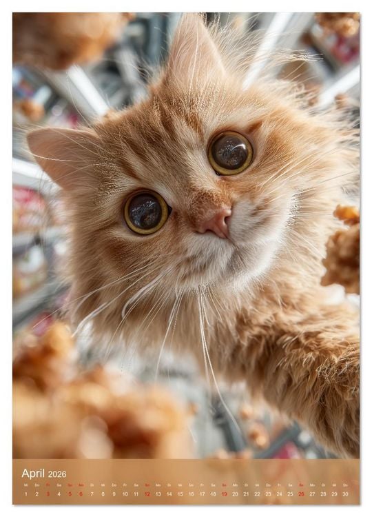 Produktbild: Katzen im Weltall - lustiger Katzenkalender f&uuml;r Kinder, Familien und Katzenliebhaber (Wandkalender 2026 DIN A2 hoch), CALVENDO Monatskalender
