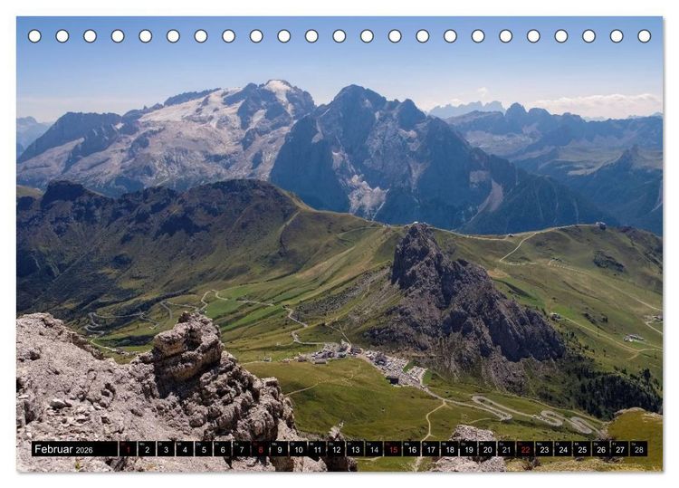 Produktbild: Sellagruppe - Traumhafte Ausblicke in den Dolomiten (Tischkalender 2026 DIN A5 quer), CALVENDO Monatskalender