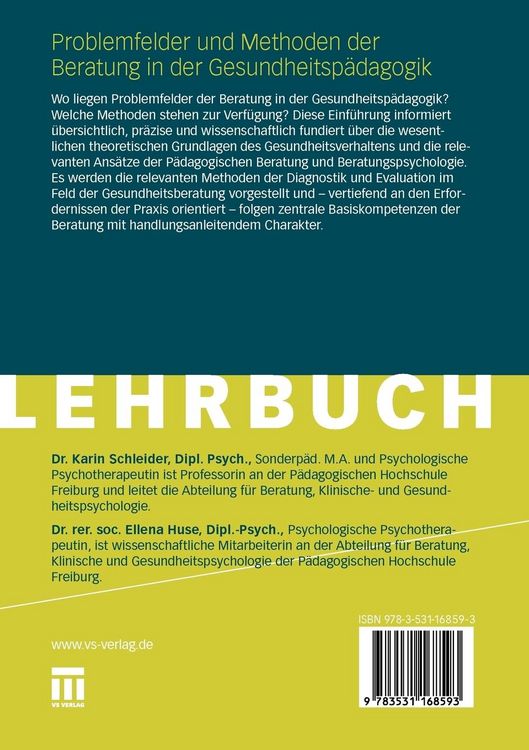 Produktbild: Problemfelder und Methoden der Beratung in der Gesundheitsp&auml;dagogik
