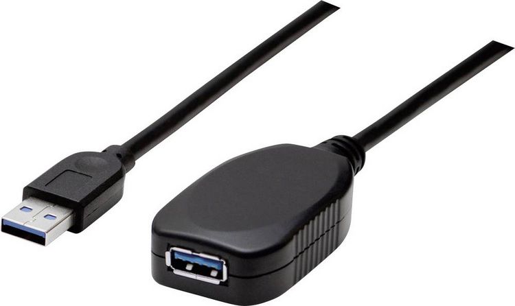Produktbild: Manhattan USB-Kabel USB 3.2 Gen1 USB-A Stecker, USB-A Buchse 5.00m Schwarz 150712