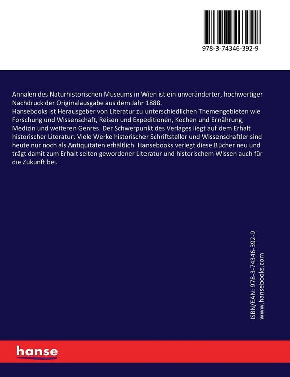 Produktbild: Annalen des Naturhistorischen Museums in Wien