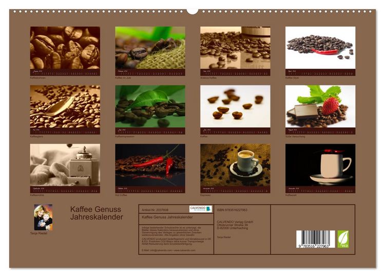 Produktbild: Kaffee Genuss Jahreskalender (hochwertiger Premium Wandkalender 2026 DIN A2 quer), Kunstdruck in Hochglanz