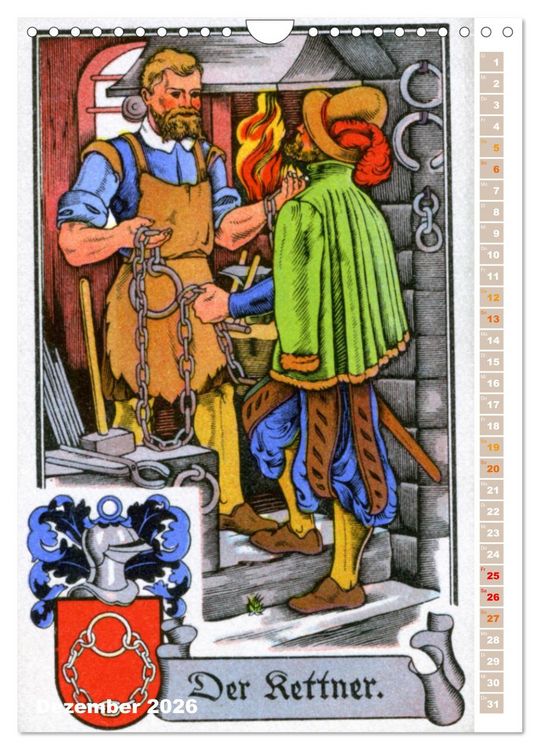 Produktbild: Altes Handwerk: Historische Zeichnungen neu entdeckt (Wandkalender 2026 DIN A4 hoch), CALVENDO Monatskalender