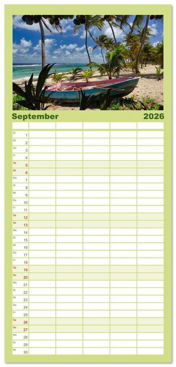 Produktbild: Familienplaner 2026 - Guadeloupe - Karibische Traumstr&auml;nde mit 5 Spalten (Wandkalender, 21 x 45 cm) CALVENDO
