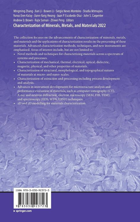 Produktbild: Characterization of Minerals, Metals, and Materials 2022