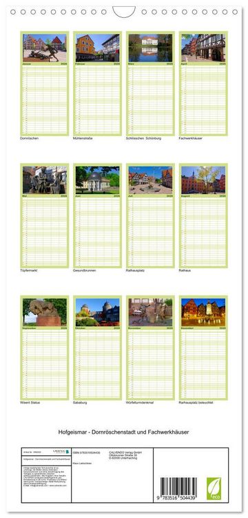 Produktbild: Familienplaner 2026 - Hofgeismar - Dornr&ouml;schenstadt und Fachwerkh&auml;user mit 5 Spalten (Wandkalender, 21 x 45 cm) CALVENDO