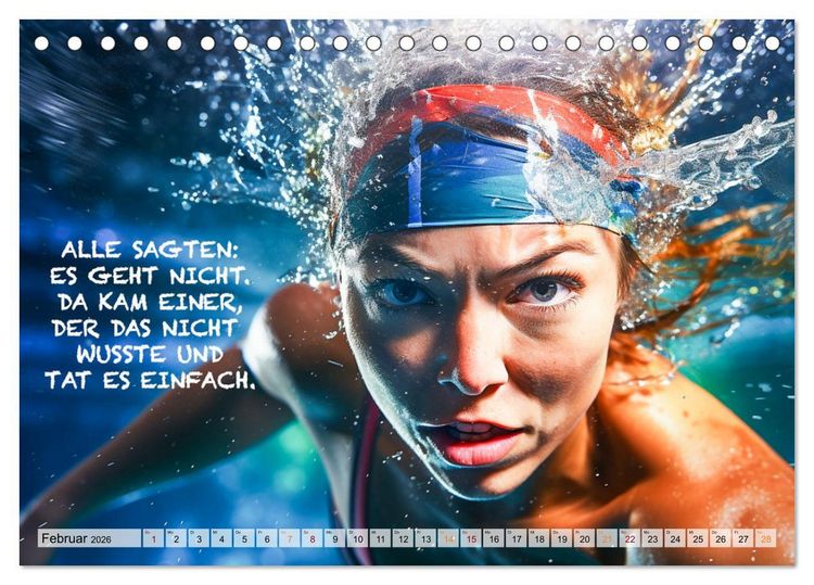 Produktbild: Schwimmen und Motivation (Tischkalender 2026 DIN A5 quer), CALVENDO Monatskalender