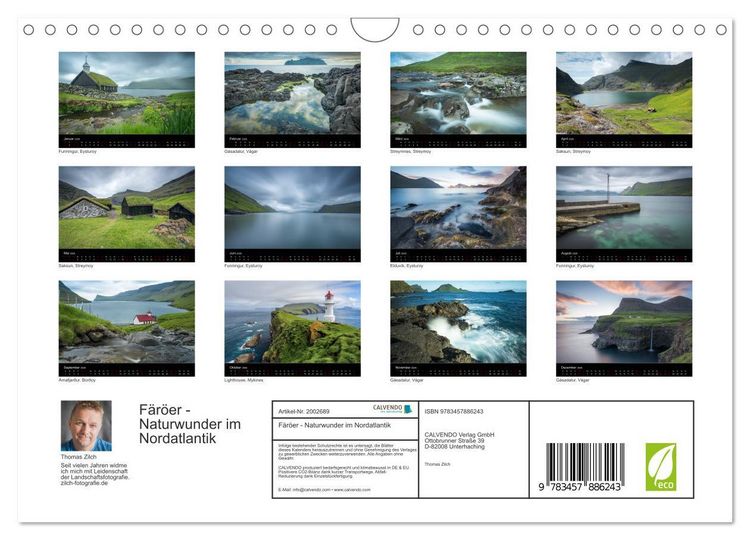 Produktbild: F&auml;r&ouml;er - Naturwunder im Nordatlantik (Wandkalender 2026 DIN A4 quer), CALVENDO Monatskalender