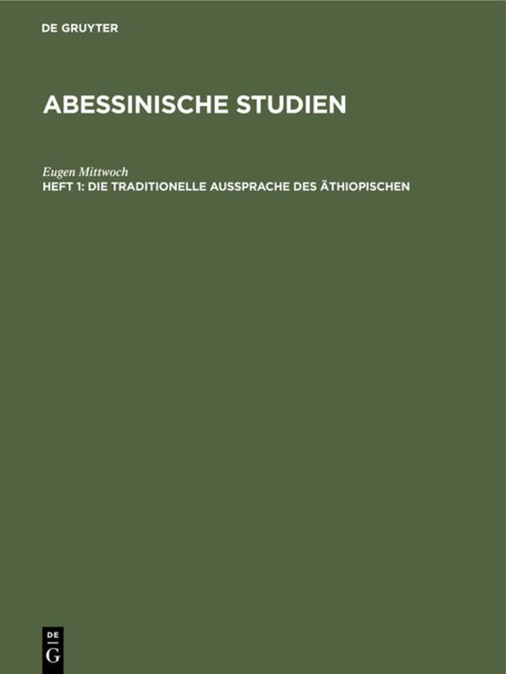 Produktbild: Die traditionelle Aussprache des &Auml;thiopischen