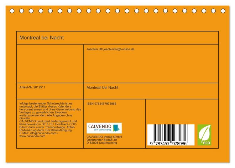 Produktbild: Montreal bei Nacht (Tischkalender 2026 DIN A5 quer), CALVENDO Monatskalender