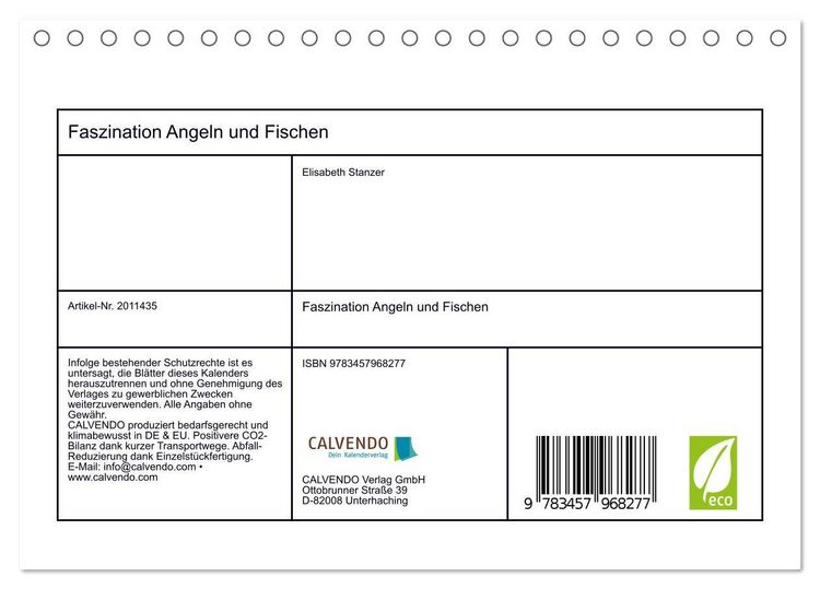 Produktbild: Faszination Angeln und Fischen (Tischkalender 2026 DIN A5 quer), CALVENDO Monatskalender