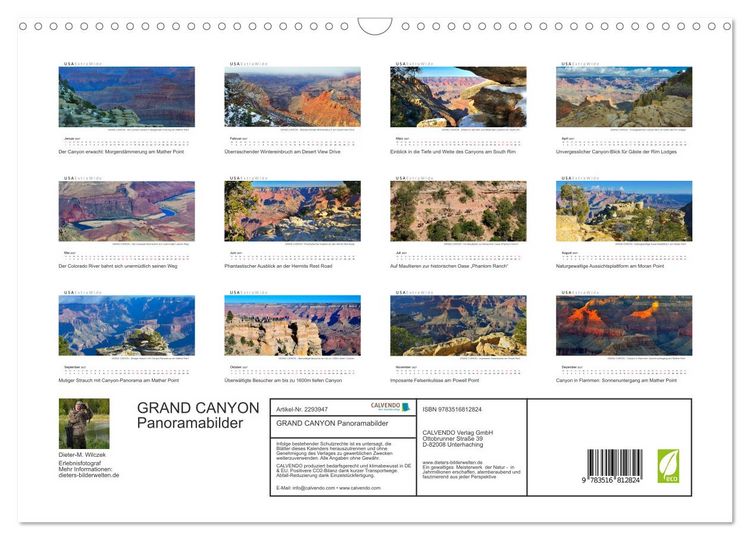 Produktbild: GRAND CANYON Panoramabilder (Wandkalender 2027 DIN A3 quer), CALVENDO Monatskalender