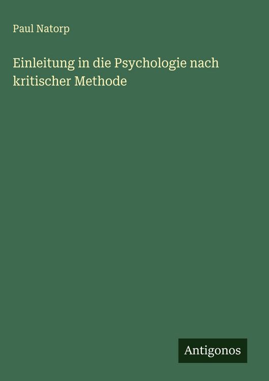 Produktbild: Einleitung in die Psychologie nach kritischer Methode