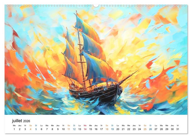 Produktbild: Sc&egrave;nes &eacute;piques de voiliers (Calendrier mural 2026 DIN A2 vertical) calendrier de bureau