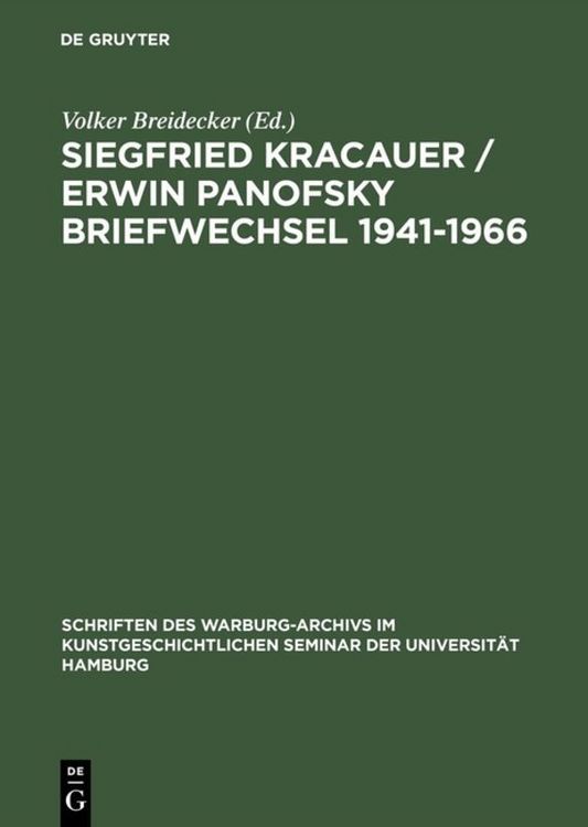 Produktbild: Siegfried Kracauer / Erwin Panofsky Briefwechsel 1941&ndash;1966