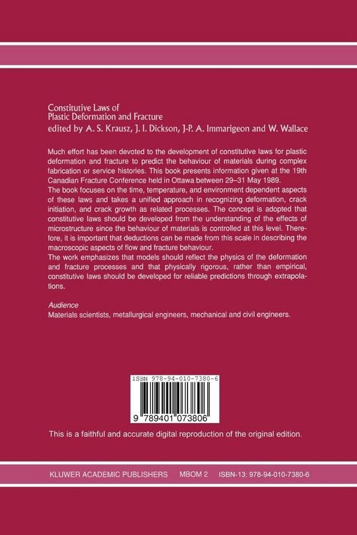 Produktbild: Constitutive Laws of Plastic Deformation and Fracture