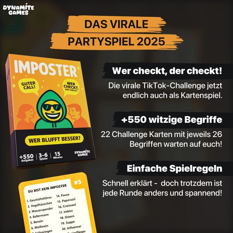 Produktbild: DYNAMITE GAMES&reg; - Imposter "Bluffen, Raten & Lachen - Wer ist der Hochstapler?"