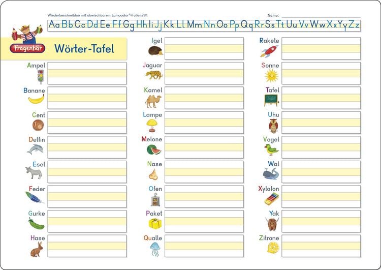 Produktbild: Fragenb&auml;r-Lerntafel: W&ouml;rter-Tafel