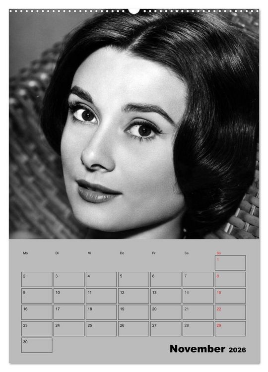 Produktbild: Hollywood-Diva. Audrey Hepburn (hochwertiger Premium Wandkalender 2026 DIN A2 hoch), Kunstdruck in Hochglanz
