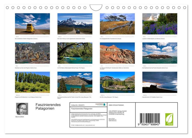 Produktbild: Faszinierendes Patagonien (Wandkalender 2026 DIN A4 quer), CALVENDO Monatskalender
